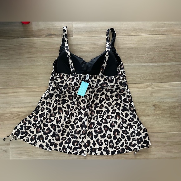Women Leopard Plus Size Tankini Swimsuit Flowy Swimdress Bathing Suit Boy Shorts - Picture 8 of 10